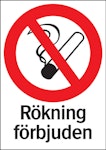 Skylt Rökning förbjuden hårdplast A4 210x297mm
