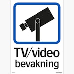 Skylt TV/Video bevakning hårdplast A4 210x297mm