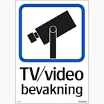 Skylt TV/Video bevakning hårdplast A5