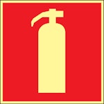 Skylt Brandsläckare färgefterlysande