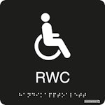 Skylt taktil RWC svart