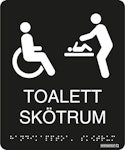 Skylt taktil Skötrum/RWC svart
