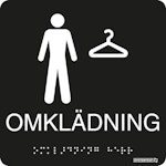 Skylt taktil Omklädning herr svart