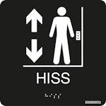 Skylt taktil Hiss svart