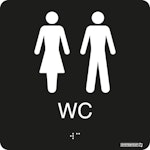 Skylt taktil WC dam/herr svart