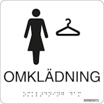 Skylt taktil Omklädning dam vit