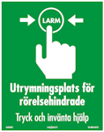 Skylt utrymningsplats rörelsehindrade 90x114mm