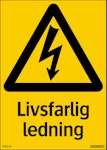 Skylt Livsfarlig Ledning 105x148mm