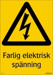 Skylt Elektrisk Spänning 210x297mm