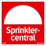 Skylt brand sprinklercentral 150x150mm reflekterande