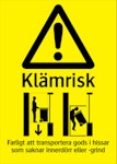 Dekal Varning Klämrisk hiss