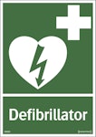 Skylt Defibrillator nöd 210X297mm grön hårdplast