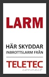 Skylt Larm hålad 65x100mm