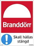 Skylt branddörr skall hållas stängd