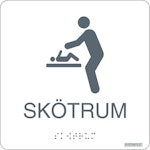 Skylt taktil Skötrum vit