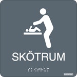 Skylt taktil Skötrum grå