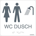 Skylt taktil WC/Dusch Herr/Dam vit