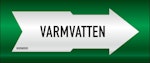 Rörmärkning VVS Varmvatten 160mmx5m polyester självhäftande
