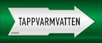 Rörmärkning VVS Tappvarmvatten 160mmx5m polyester självhäfta