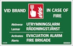 Skylt Utrymningslarm Evacuation alarm 150x95mm hårdplast