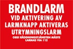 Skylt brandlarm larmknapp utrymningslarm 90x60 röd