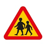 Skylt Varning för barn - A15 600x520mm aluminium