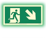 Skylt Supernova+® Utrymningsväg ner till höger ISO 300x150mm